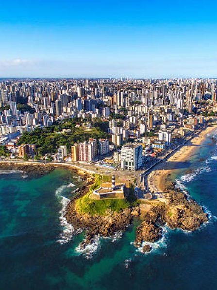 Aerial view of Salvador da Bahia cityscape, Bahia, Brazil.